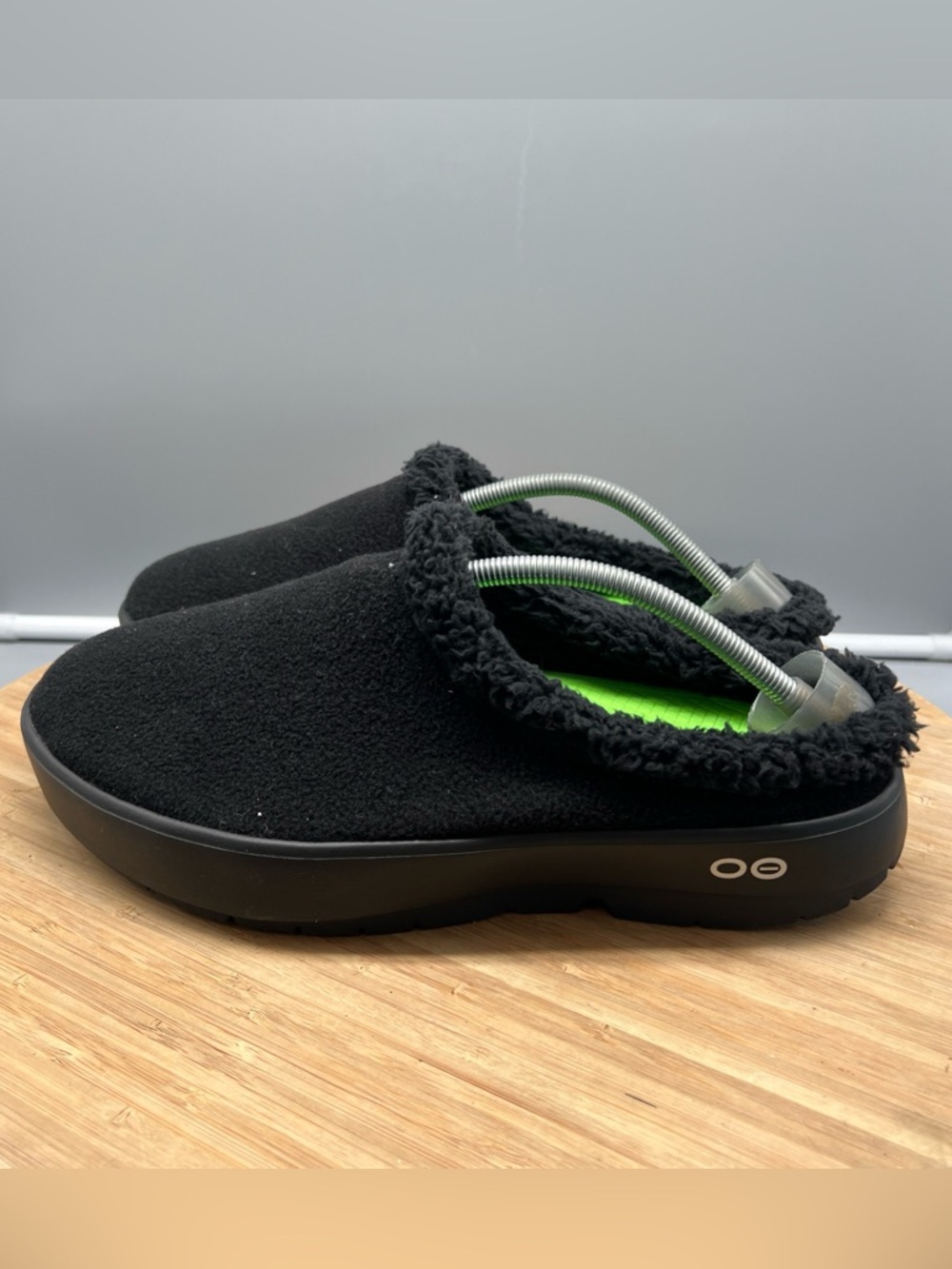 OOFOS OOcoozie Mule Shoe Mens 12 Green Fleece Lined SlipOn Recovery Comfort New